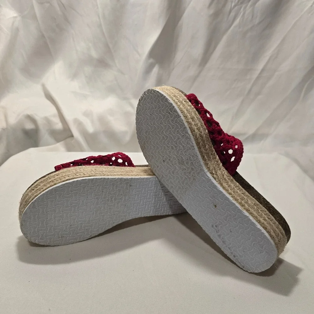Vintage Havana Red‎ Woven Platform Espadrille Wedge Sandals Size 10